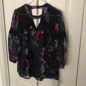 Velvet and polyester blouse